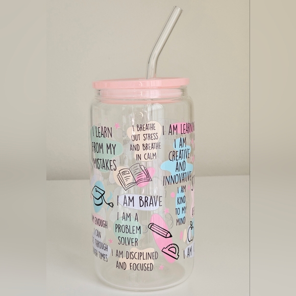 Student Daily Affirmations 16oz Clear Beer Can Glass Cup - Picture 3 of 5